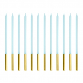 Velas Cumpleaños Azul / Dorado 14 cm - 12 ud
