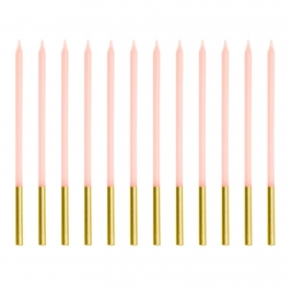 Velas Cumpleaños Rosa / Dorado 14 cm - 12 ud