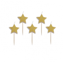Velas estrellas doradas 5 uds - Pastkolor