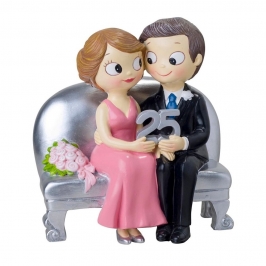 Figura para tarta Bodas de Plata novios sentados
