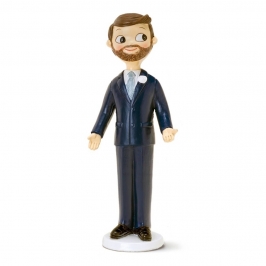 Figura para tarta de boda novio con barba 21 cm