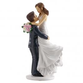 Figura pareja de boda novia en brazos 18 cm para tarta nupcial