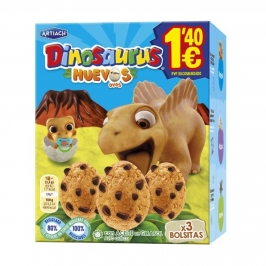 Galletas Dinosaurus Huevos 105 g con chocolate en bolsitas individuales