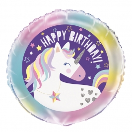 Globo de foil de cumpleaños de unicornio de 45 cm