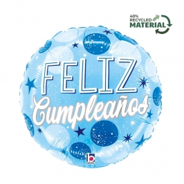 Globo Foil Felicidades Estrellas Azules 45 cm