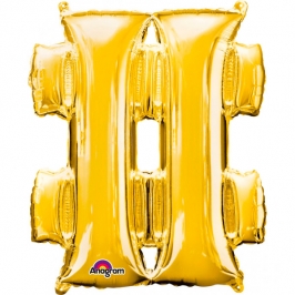 Globo símbolo # (almohadilla) 40 cm dorado