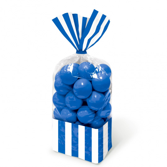 Juego de 10 bolsas para dulces azul real y blancas