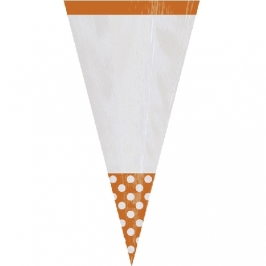 Juego de 10 conos para dulces Naranja y blanco