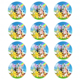 Juego de 12 Impresiones de 6 cm en Papel Comestible Pokémon Mod A