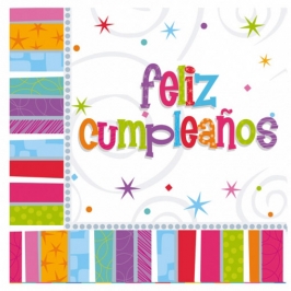 Juego de 16 servilletas Feliz Cumpleaños