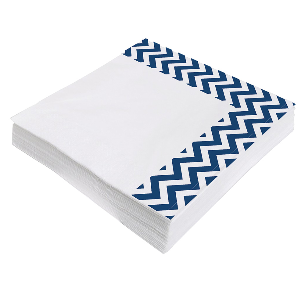 Juego de 20 servilletas de papel azul marino y blanco de 33x33 cm