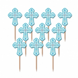 Juego de 36 cruces azules para decorar