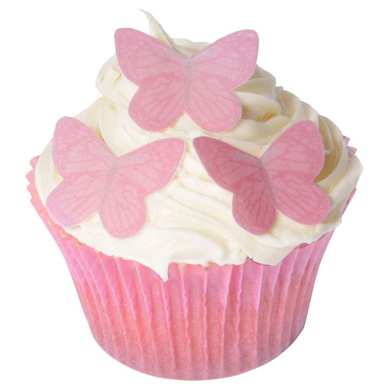 Juego de 48 mariposas de papel comestible de oblea para tartas, decoración  de cupcakes