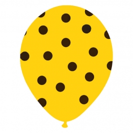 Juego de 6 globos amarillos con lunares negros de 30 cm aproximadamente