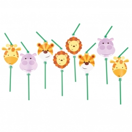 Juego de 8 Pajitas Animales de la Selva