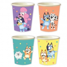 juego de 8 vasos de ppel desechables Bluey