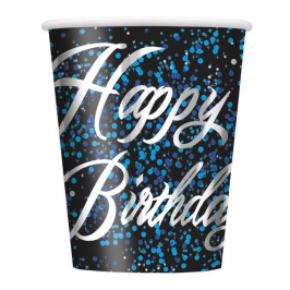 Juego de 8 Vasos Happy Birthday Azul