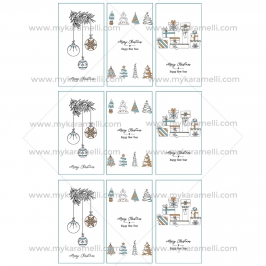 Juego de 9 impresiones de 9x5 cm en papel comestible Navidad Rectangular D