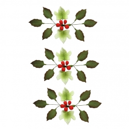 Set de 8 Flores de Azúcar Navidad Verde y Rojo 11 cm