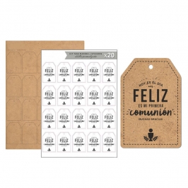 Kit de 20 Etiquetas de Madera Comunión Blanco