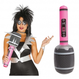 Micrófono hinchable rosa de 45 cm para fiestas, disfraces y photocall