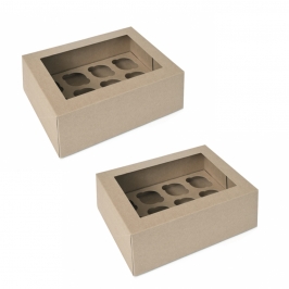Pack de 2 Cajas para 12 Mini Cupcakes Kraft