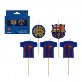 Pack 5 velas cumpleaños FC Barcelona escudo camiseta y balón