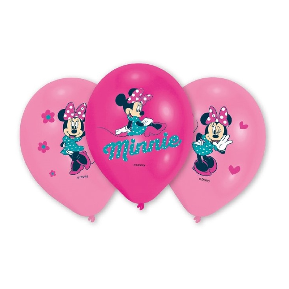  12 globos de fiesta de Minnie, negro, rojo rosa
