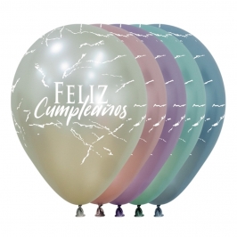 Pack de 12 Globos Colores Surtidos Feliz Cumpleaños