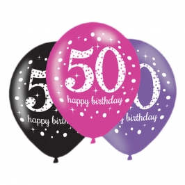 Pack de 6 globos brillantes para 50 cumpleaños
