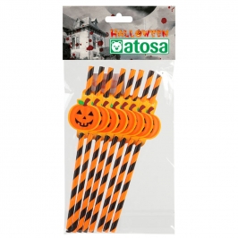 Pajitas con Calabaza Halloween 8 ud