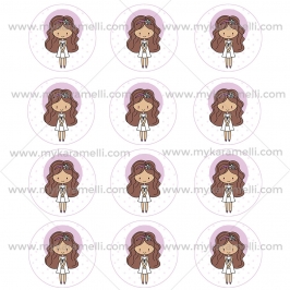 Papel Comestible 6 cm Comunión Niña Castaña Modelo Z