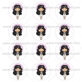 Papel Comestible 6 cm Comunión Niña Morena Modelo Z