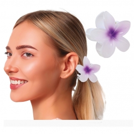 Pinza para el Pelo Blanca y Lila PVC 8 cm