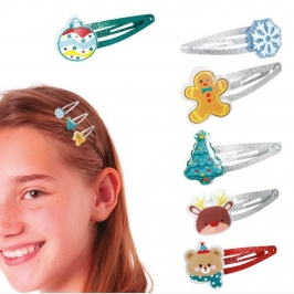Set 6 Pinzas de Pelo Navidad Surtidas