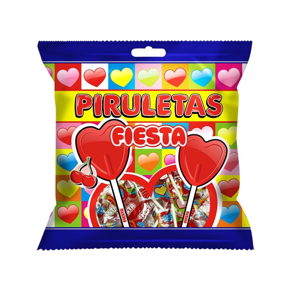Piruletas de Corazón sabor Cereza 7 ud - Fiesta