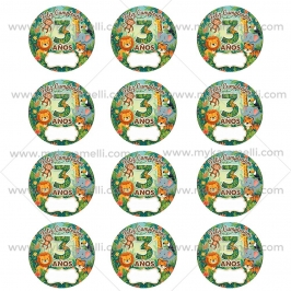 Pegatinas Personalizadas Redondas 6 cm - 3 años Mod A - 12 ud