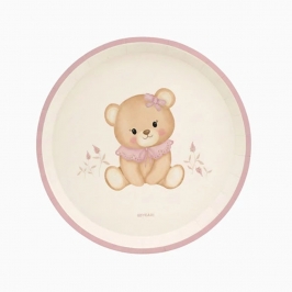 Platos de cartón Osito Rosa 6 unidades para baby shower y cumpleaños infantil