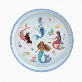 Platos de cartón sirena 17 cm para cumpleaños infantiles y fiestas bajo el mar