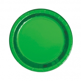 Platos de Papel Verde Metalizado 22 cm 8 ud