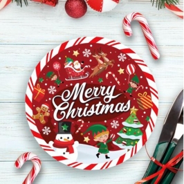 Platos Desechables Merry Christmas 23 cm - 6 ud