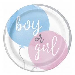 Platos redondos revelación de género 23 cm boy or girl
