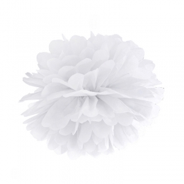 Pompon de Papel Color Blanco 25 cm