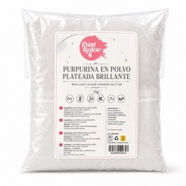 Purpurina en polvo plateada brillante Pastkolor 1 kg