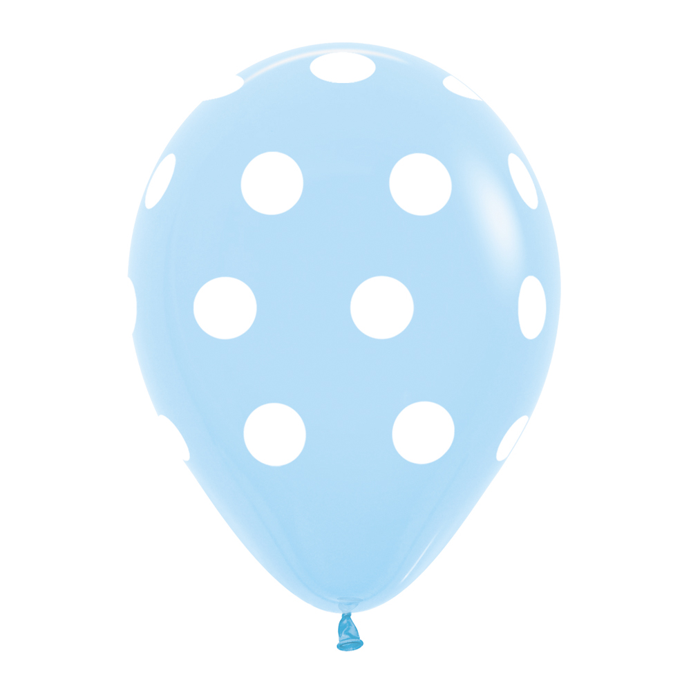 Pack de 10 globos azules con lunares blancos