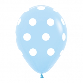 Pack de 10 globos azules con lunares blancos
