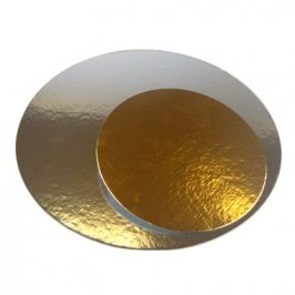Base cartón para tarta plata/oro 26 cm