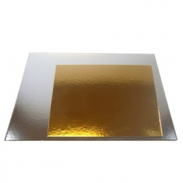 Base cuadrada para tartas plata/oro 30 cm