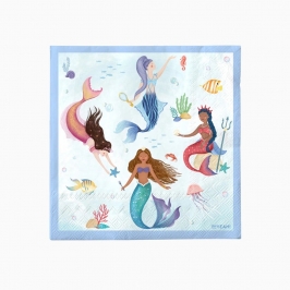 Servilletas de papel Sirena 20 unidades para cumpleaños infantiles bajo el mar