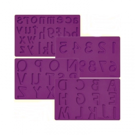 Set 4 moldes de silicona letras y números
